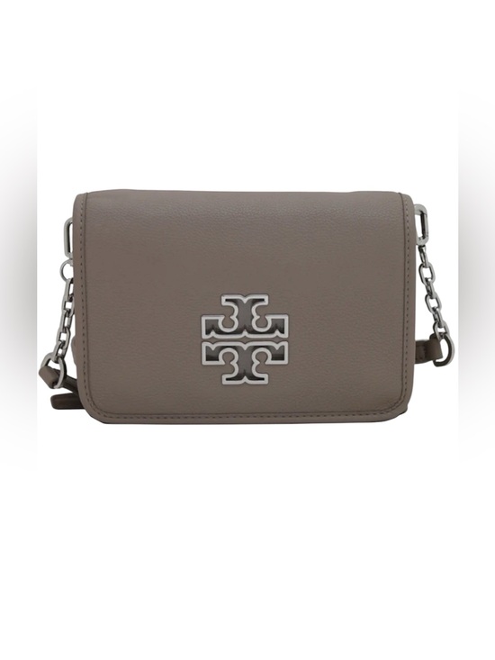 Tory Burch Handbags - Tory Burch Britten French Gray Leather Silver Crossbody Purse Handbag